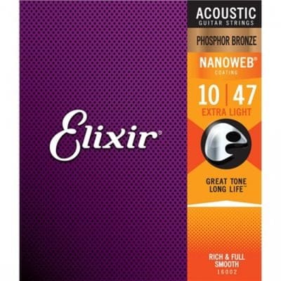 Elixir 16002 Acoustic Guitar Strings Nanoweb Extra Light 10-47 Phosphor Bronze APB-NW-XL