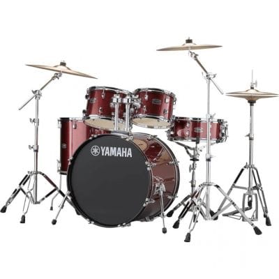 Yamaha Rydeen 5pc Euro Drum Kit Package with Cymbals, Throne Sticks in Burgundy Glitter