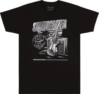 Fender Stratocaster 70th Anniversary, Tee, Black, S
