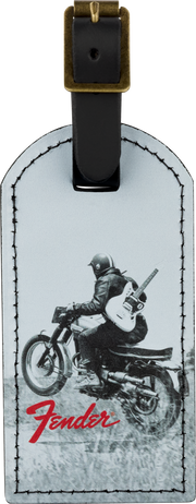 Fender� Vintage Ad Luggage Tag, Motorcycle Rider