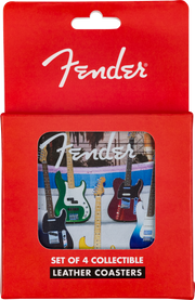 FenderT Guitars Coasters, 4-Pack, Multi-Color Leather