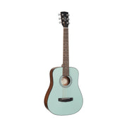Cort AD Mini 3/4 Acoustic Guitar - Open Pore Green Mint, full front view showing compact body and natural wood sides.