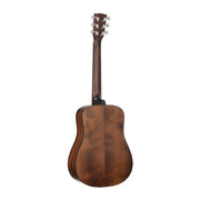 Cort AD Mini 3/4 Acoustic Guitar - Open Pore Green Mint, rear view showing natural wood-grain back and neck.
