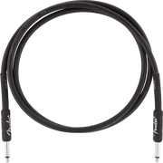 Close-up of a straight 1/4-inch connector on the Fender Professional Series black instrument cable.