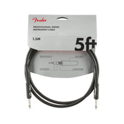 Fender Professional Series 5-foot black instrument cable with straight connectors at both ends.