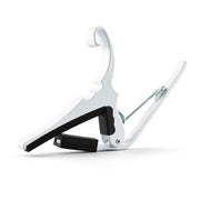 Kyser Quick-Change Acoustic Guitar Capo - White Opposite Side View with Spring-Loaded Trigger