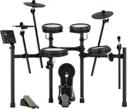 Roland V-Drums TD-07DMK2 Electronic Drum Kit - Black Full Front View Showing Drum Pads, Cymbals, TD-07 Module and KD-10 Kick Pad