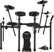 Roland V-Drums TD-07DMK2 - Black Rear View Showing Drum Rack, Mesh Pads, Cymbals and Kick Pad