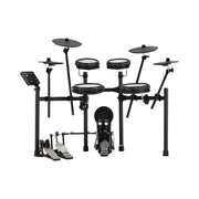 Roland V-Drums TD-07KV2 Electronic Drum Kit - Black Full Front View Showing Mesh Pads, Cymbals, TD-07 Module and Kick Pedal