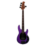 Sterling by Music Man StingRay Short Scale RAYSS4 Bass Guitar - Purple Sparkle Full Front View with Black Pickguard