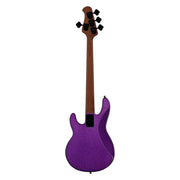 Sterling by Music Man StingRay Short Scale RAYSS4 - Purple Sparkle Full Rear View Showing Body and Natural Wood Neck