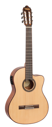 VC704CE 4/4 size Solid Top electric/acoustic classical guitar with Venetian cutaway.