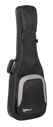 Xtreme Pro TDX5E Electric Guitar Gig Bag - Black Angled Front View Showing Carrying Handle and Padded Accessory Pocket