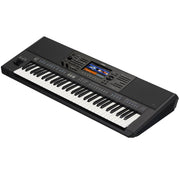 Yamaha PSR-SX720+ Arranger Workstation Keyboard - Black Angled View Showing Touchscreen and Controls
