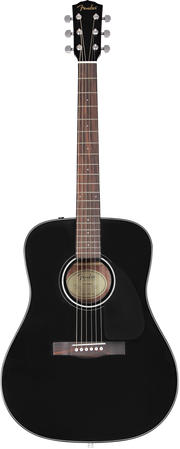 Black acoustic guitar on a white background