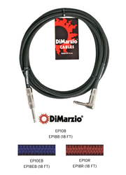 018ft Braided Guitar Cable with Right Angle in Red