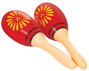 Maracas Red Plastic Floral Pair