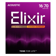 Elixir 11306 Acoustic 80/20 Bronze w/ Nanoweb Coating - 6-String Baritone (16-70)