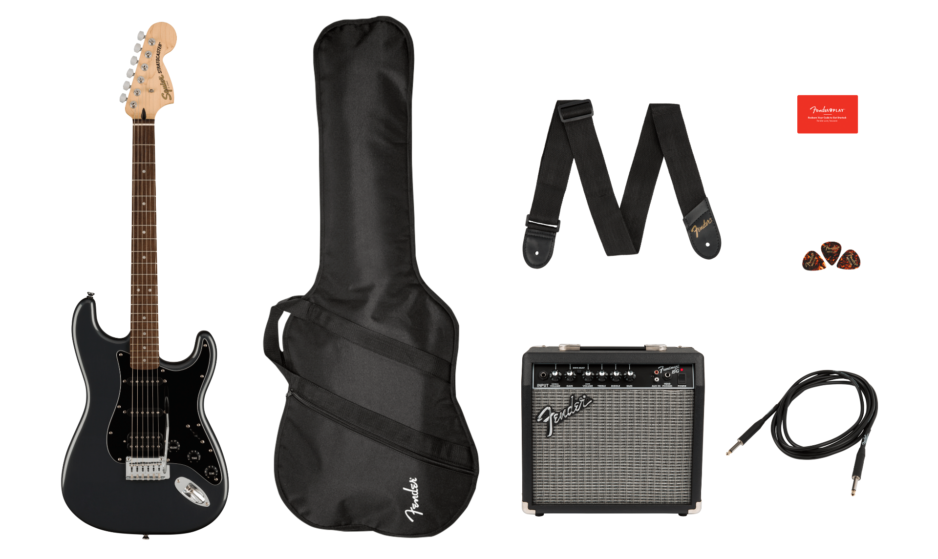 Affinity Series Stratocaster HSS Pack Charcoal Frost Metallic inc. Gig ...