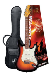 SX 3/4 Size SC Style Guitar SSS in 3 Tone Sunburst w/Bag & DVD