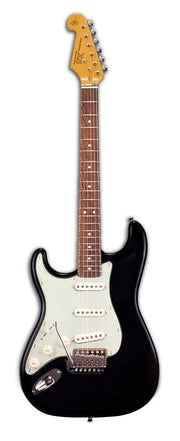 SX VES34LHB 3/4 Size Left Handed Electric Guitar in Black