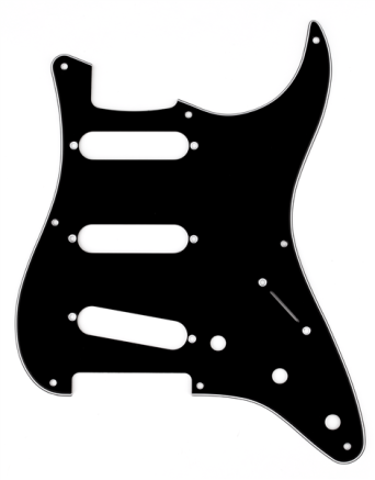 Fender (Parts) - Pickguard, Stratocaster S/S/S, 8-Hole Mount, Black, 3-Ply