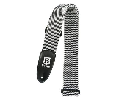 Basso Guitar Strap - Cotton Black and White Tweed EX03