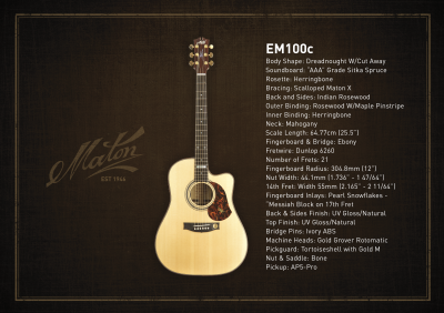 Maton EM100C 808 Messiah Acoustic Guitar with Deluxe Flight Case