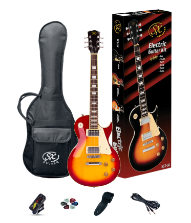 SX Les Paul Style Left Handed Electric Guitar Kit in Cherry Sunburst
