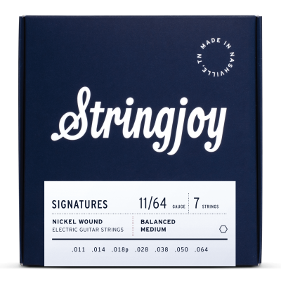 Stringjoy Signatures | 7 String Balanced Medium Gauge (11-64) Nickel Wound Electric Guitar Strings