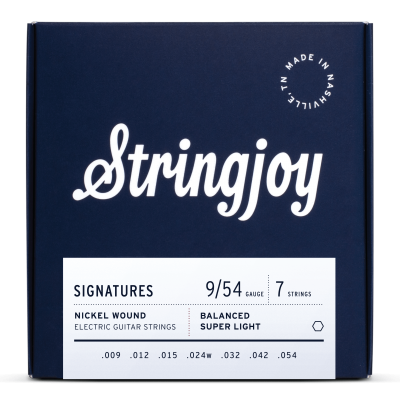 Stringjoy Signatures | 7 String Balanced Super Light Gauge (9-54) Nickel Wound Electric Guitar Strings