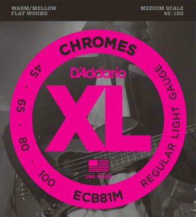D'Addario ECB81M Chromes Bass Guitar Strings Light 45-100 Medium Scale