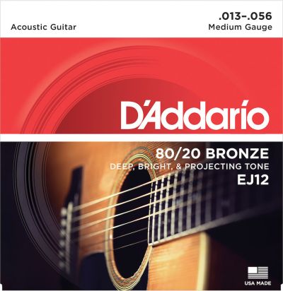 D'Addario EJ12 80/12 Bronze Acoustic Guitar Strings Medium 13-56
