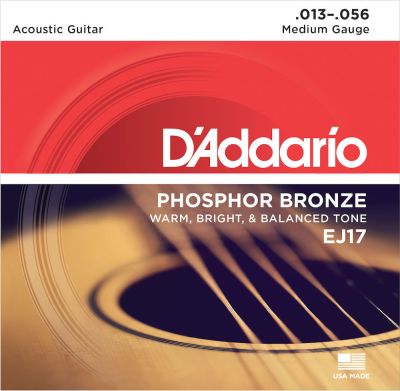 D'Addario EJ17-B25 Phosphor Bronze Acoustic Guitar Strings Medium 13-56 25 Bulk Sets
