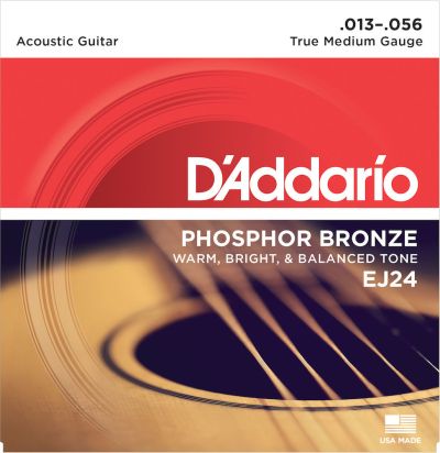 D'Addario EJ24 Phosphor Bronze Acoustic Guitar Strings True Medium 13-56