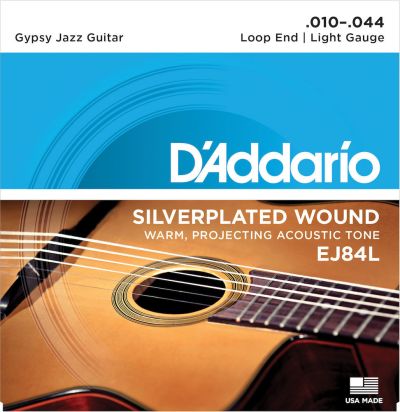 D'Addario EJ84L Gypsy Jazz Acoustic Guitar Strings Loop End Light 10-44
