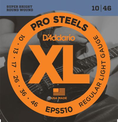 D'Addario EPS510 ProSteels Electric Guitar Strings Regular Light 10-46
