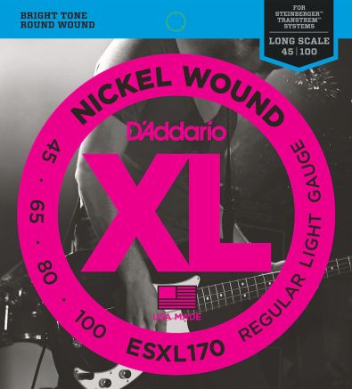 D'Addario ESXL170 Nickel Wound Bass Guitar Strings Light 45-100 Double Ball End Long Scale