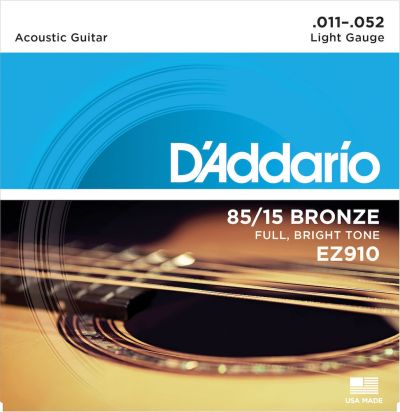 D'Addario EZ910 85/15 Bronze Acoustic Guitar Strings Light 11-52
