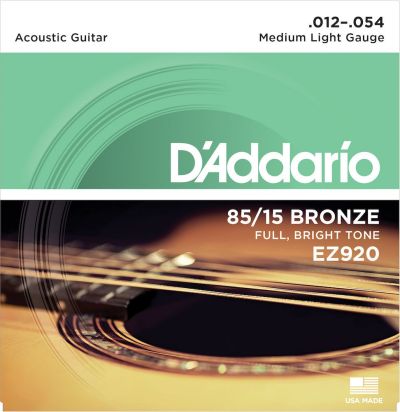 D'Addario EZ920 85/15 Bronze Acoustic Guitar Strings Medium Light 12-54