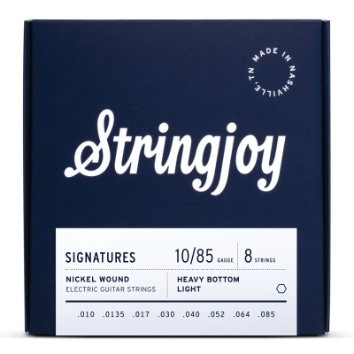 Stringjoy Signatures | 8 String Heavy Bottom Light Gauge (10-85) Nickel Wound Electric Guitar Strings