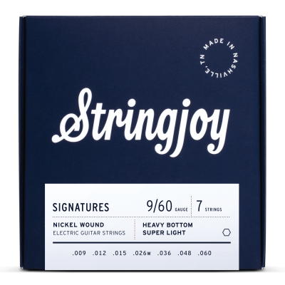 Stringjoy Signatures | 7 String Heavy Bottom Super Light Gauge (9-60) Nickel Wound Electric Guitar STRINGS