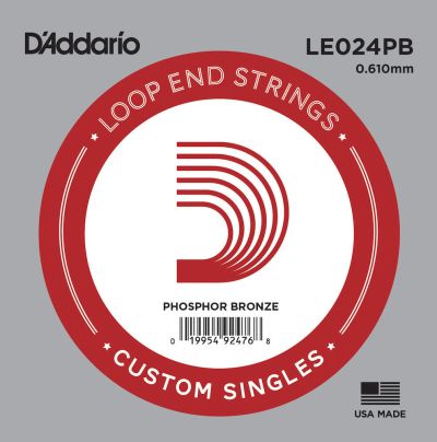 D'Addario LE024PB Phosphor Bronze Loop End Single String .024