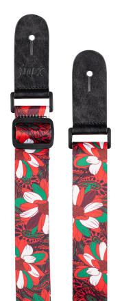XTR - LS307  Ukulele Strap Red, white and green floral design