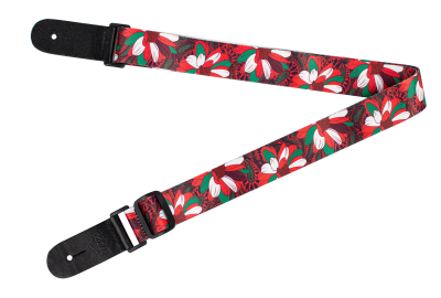 XTR - LS307  Ukulele Strap Red, white and green floral design