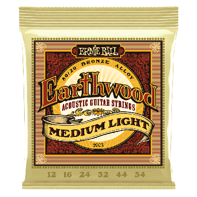 Ernie Ball - Earthwood Medium Light 80/20 Bronze Acoustic Guitar Strings 12-54 Gauge