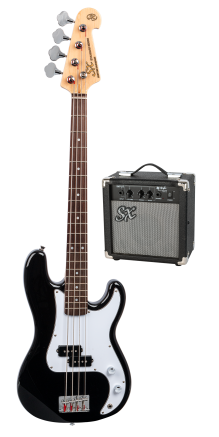 SX SB2SK34B 3/4 size Bass Guitar & Amp Package. Black