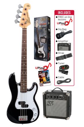 SX SB2SK34B 3/4 size Bass Guitar & Amp Package. Black