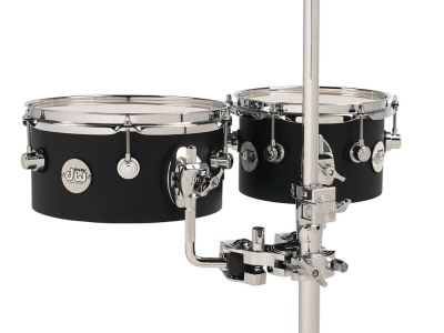 DW Design Series Concert Toms, 5x8/5x10, Black Satin Lacquer w/Chrome Hardware
