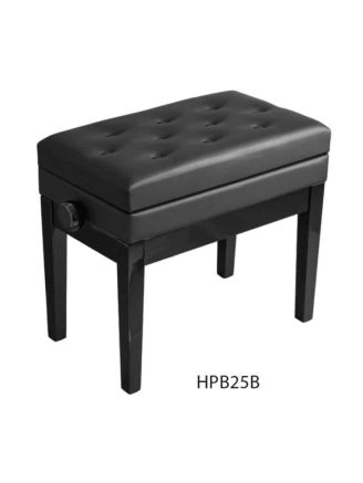 Hemingway HPB25B Deluxe Height Adjustable Piano Stool w/Storage Compartment - Black